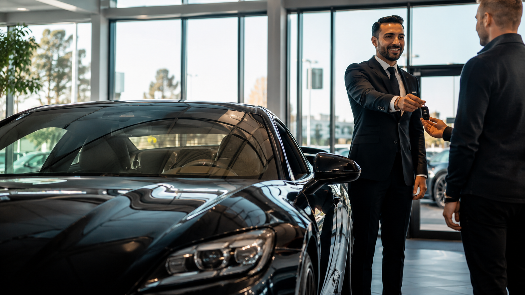 Omid Mouazzen bei der Fahrzeugübergabe im Automobilzentrum Rhein-Neckar